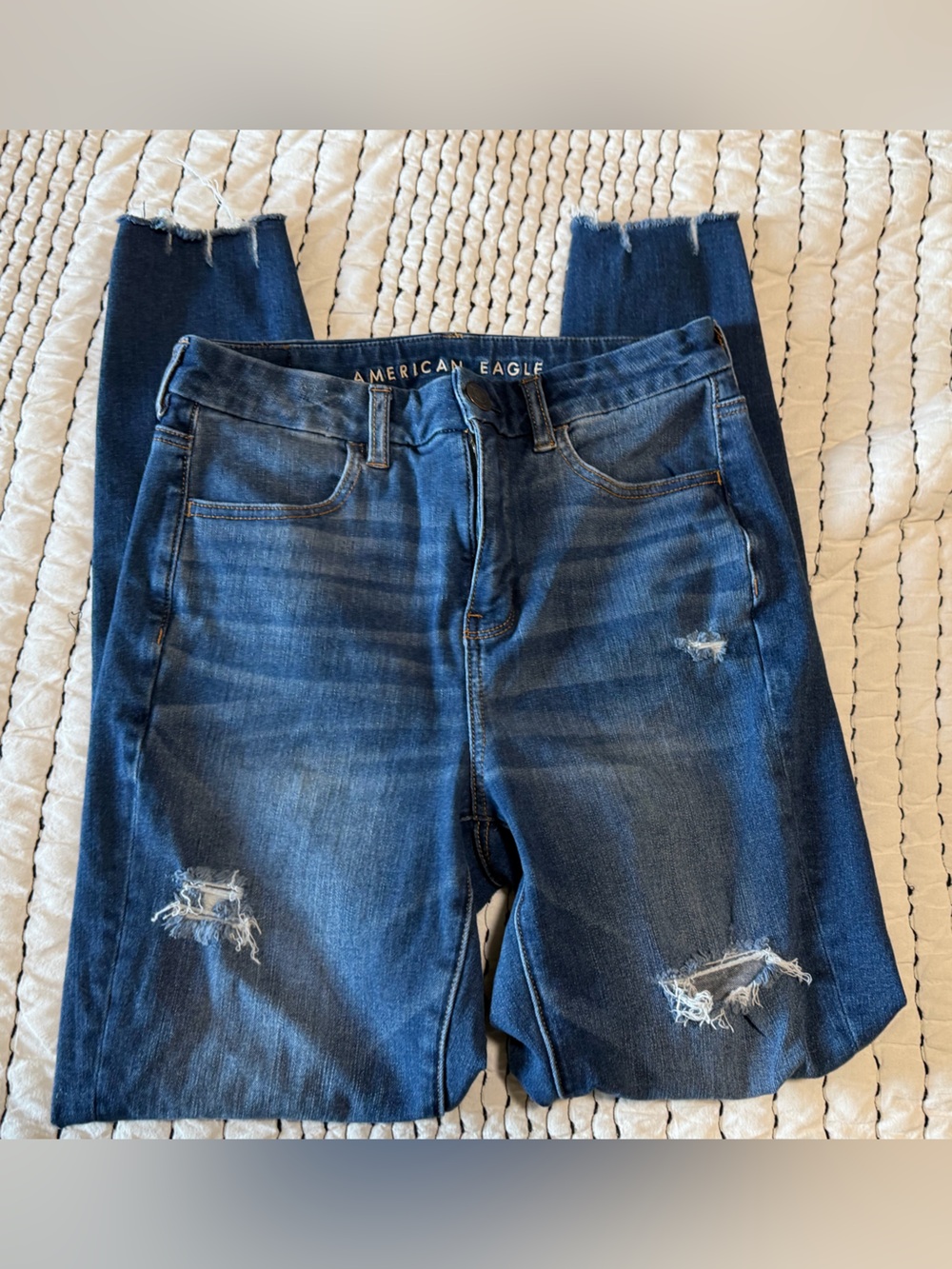 American Eagle Outfitters Dark Blue Distressed Skinny Jeans